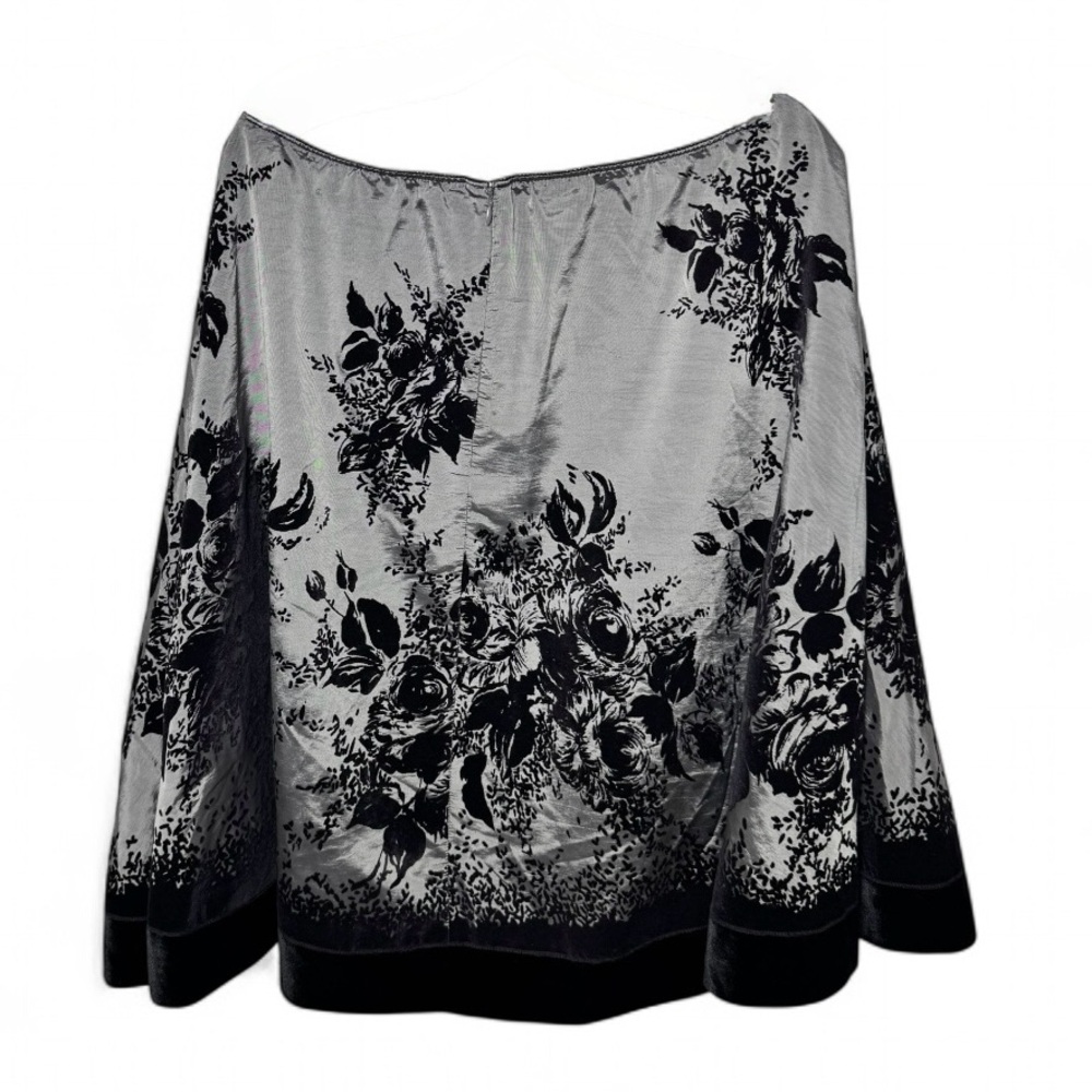 MSK Silver Black Velvet Floral Skirt XL – Holiday Party Dress Midi - Picture 8 of 12